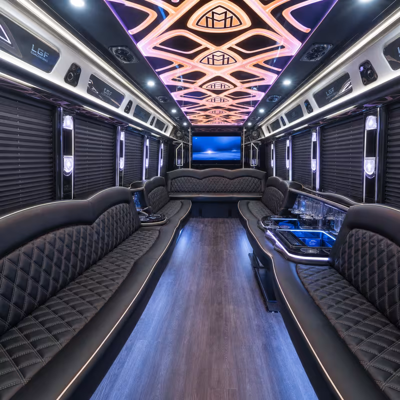 15 Passenger Party Bus Interior