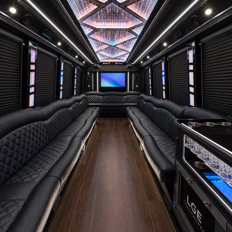 18 Passenger Party Bus Interior