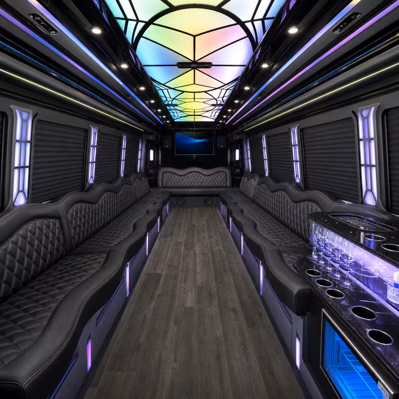18 Passenger Party Bus Interior