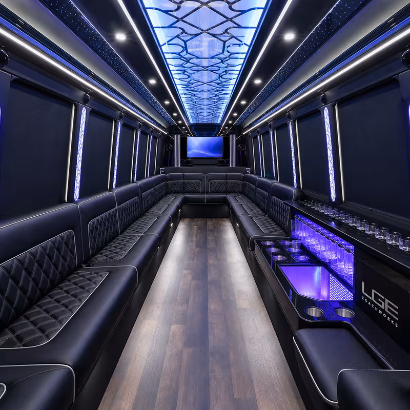20 Passenger Party Bus Interior