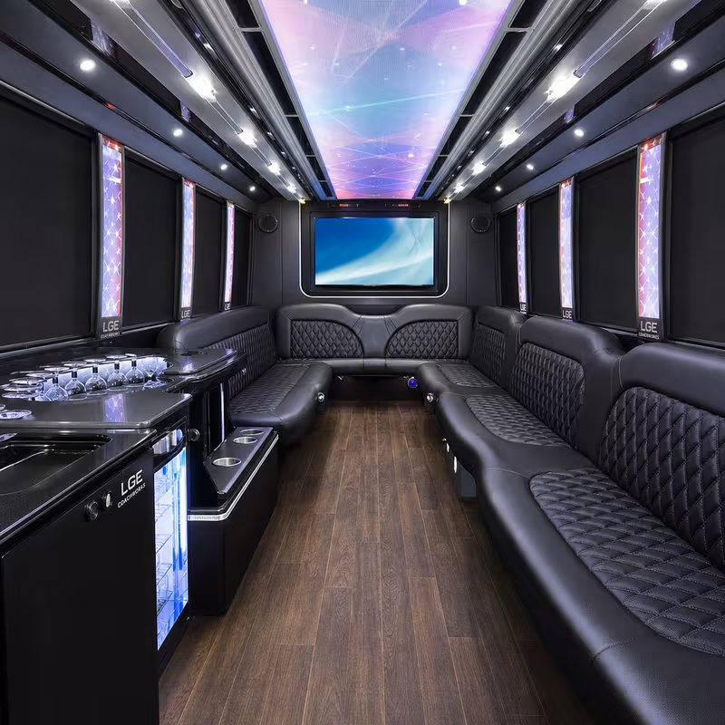 25 Passenger Party Bus Interior
