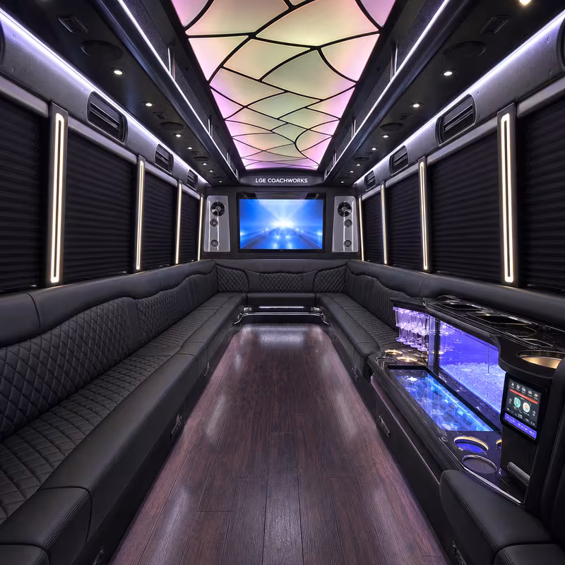 28 Passenger Party Bus Interior