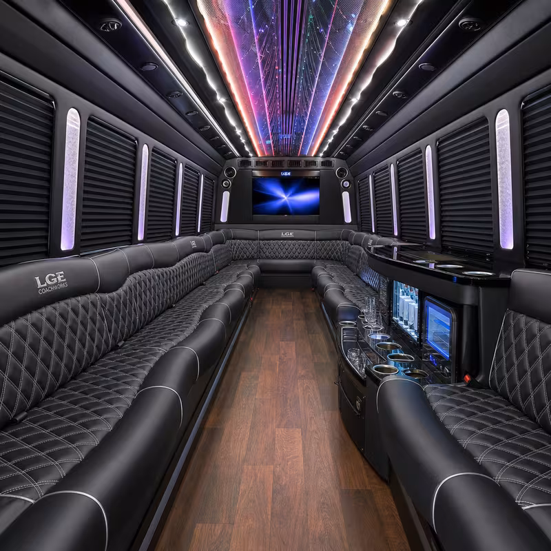 28 Passenger Party Bus Interior