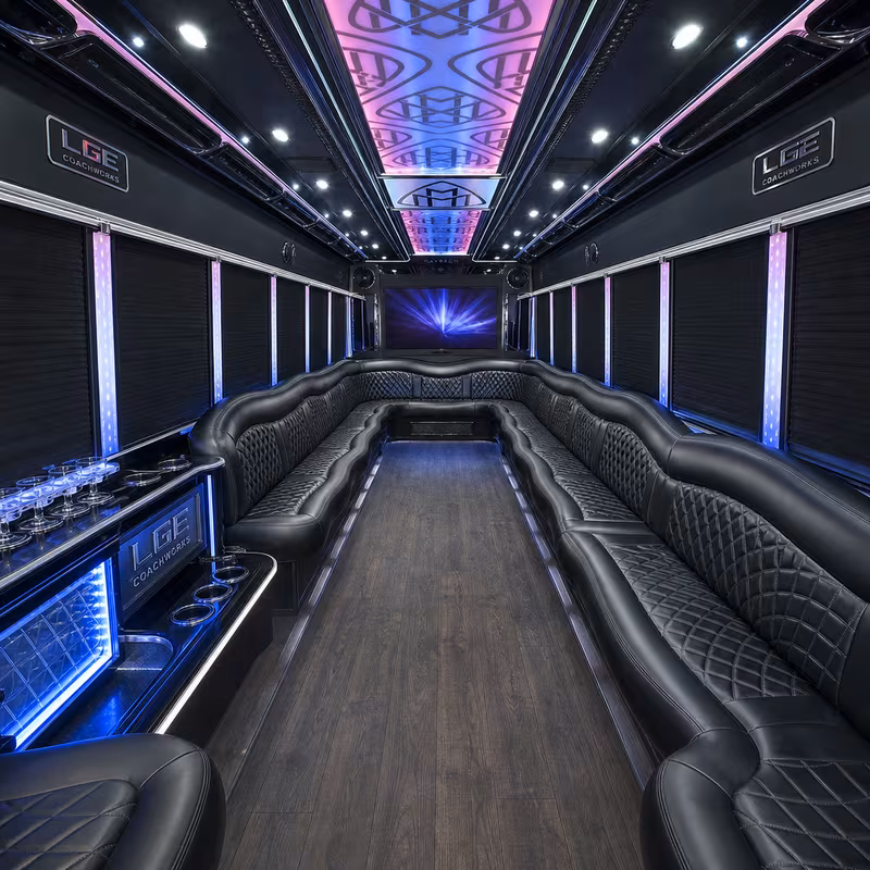 50 Passenger Party Bus Interior