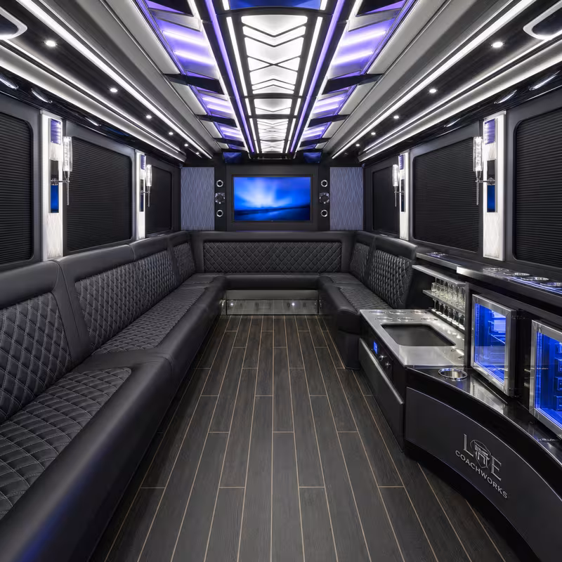 50 Passenger Party Bus Interior