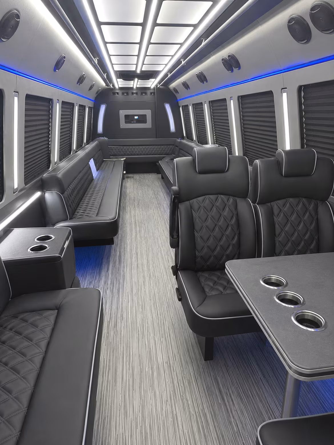 Long Beach Birthday, Sweet 16, & Quinceañera Transportation party bus interior