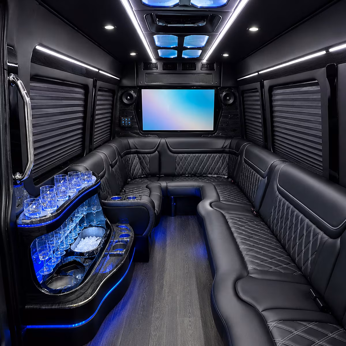 Long Beach Prom & Homecoming Transportation party bus interior