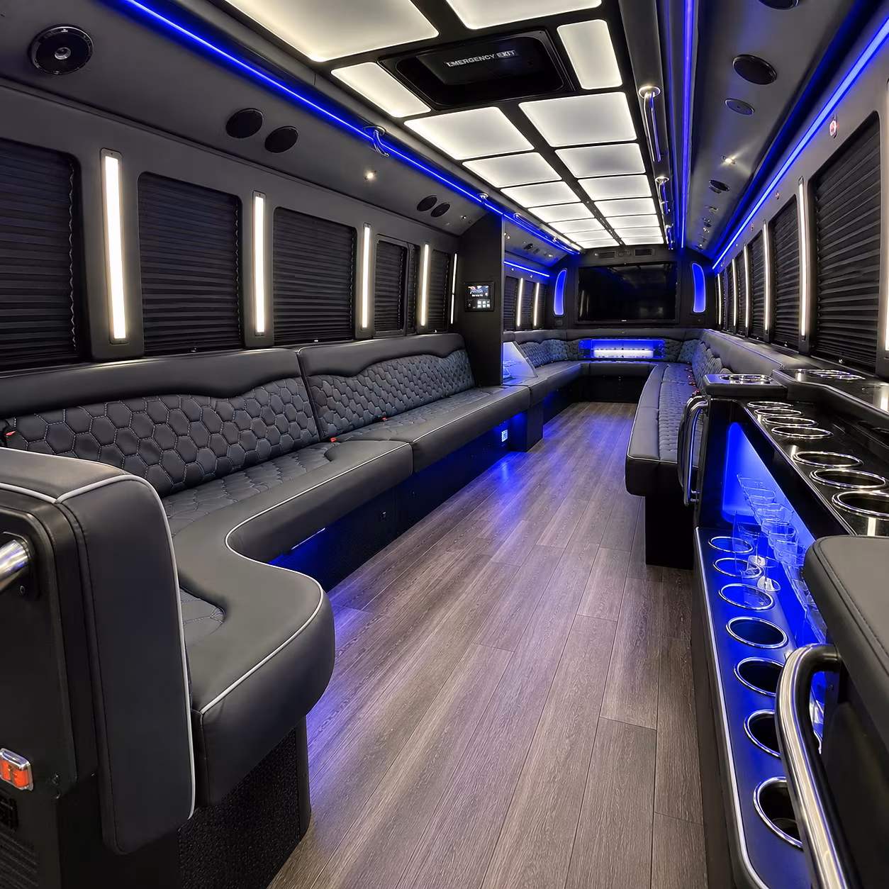 Long Beach Wedding Transportation party bus interior