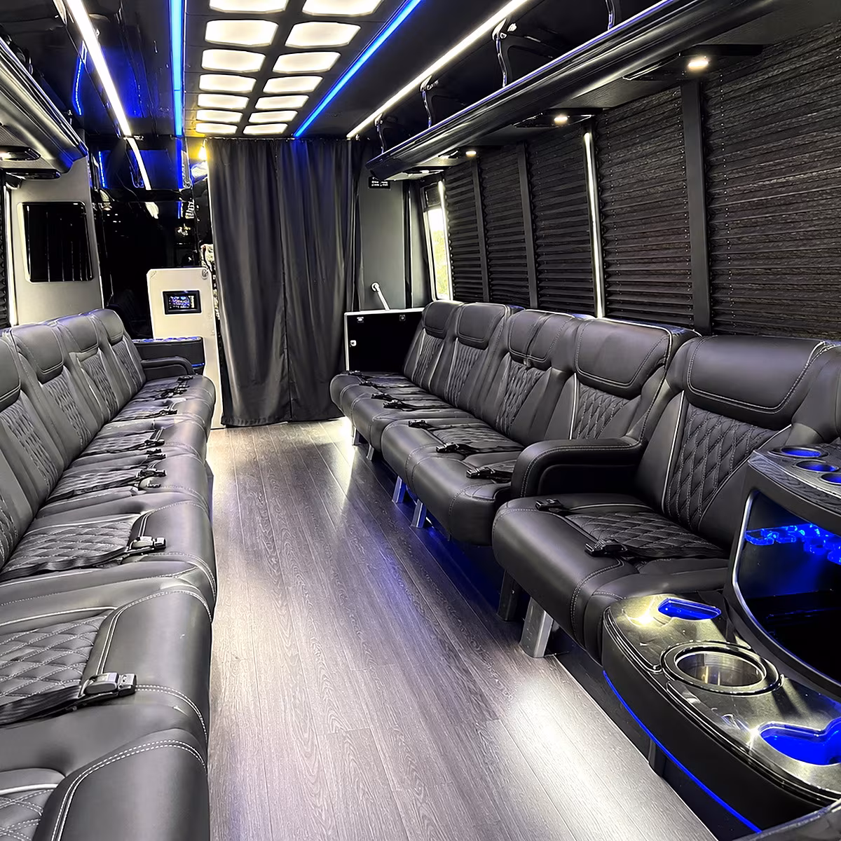 Long Beach Winery Tour & Pub Crawl Transportation party bus interior