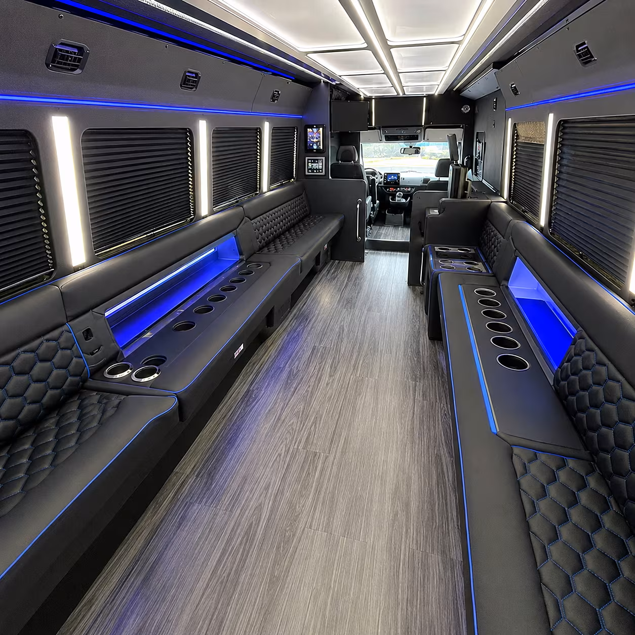 Long Beach Winery Tour & Pub Crawl Transportation party bus interior
