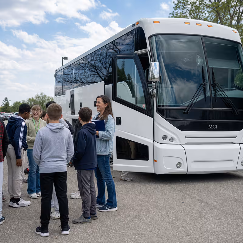 Black Mercedes Sprinter van staged for a Long Beach School Transportation group